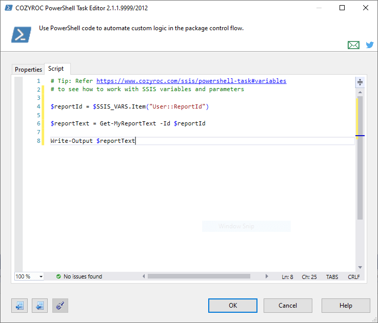 Script tab